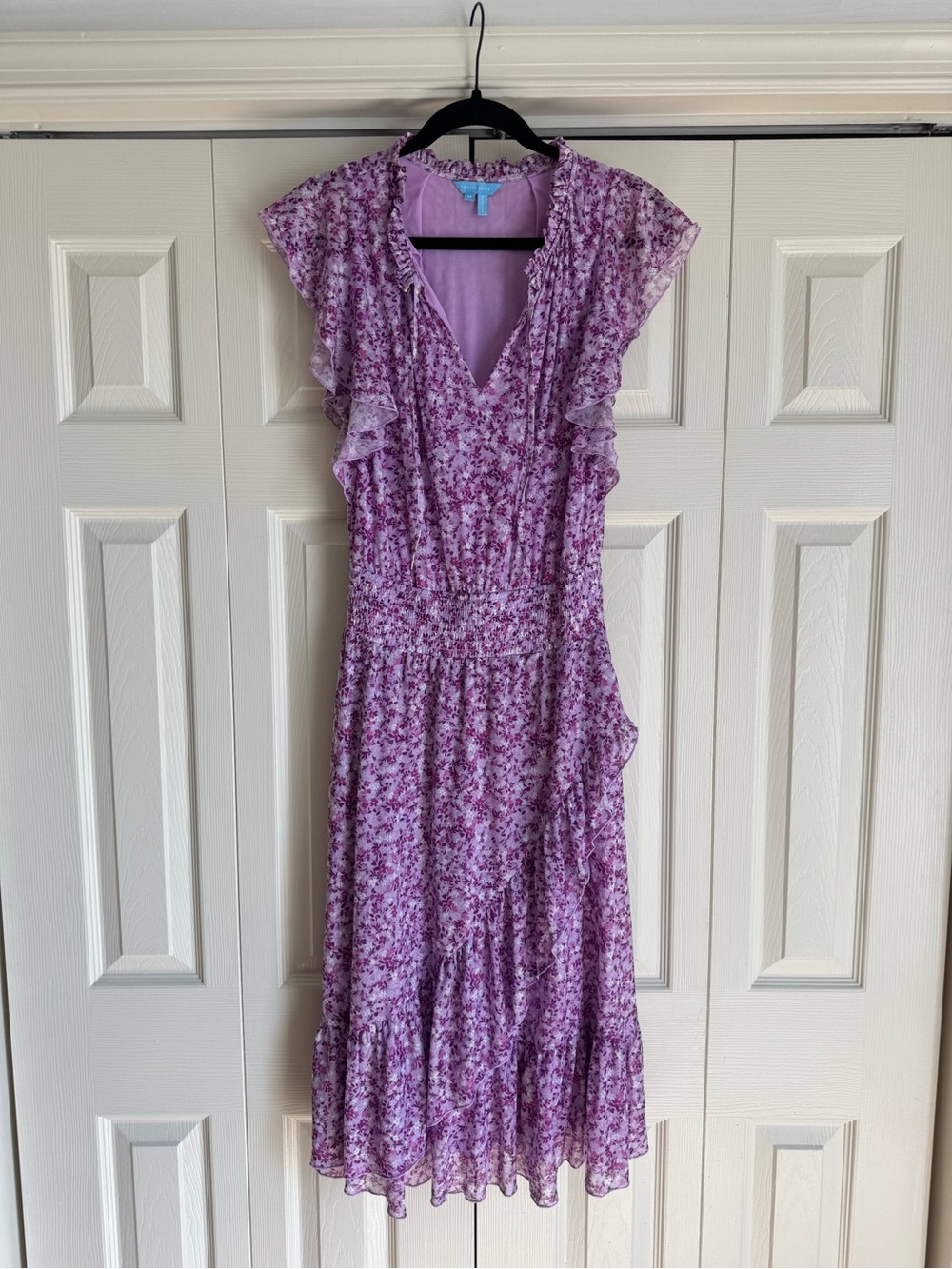 Draper James Lavender Floral Ruffle Dress